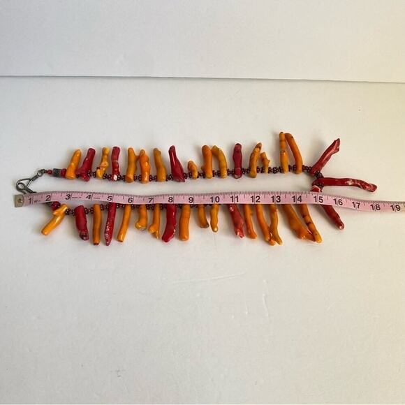 Coral Branch Necklace HUGE Beads Dyed Red Orange Maximalist Iris Apfel Vintage - Picture 13 of 13
